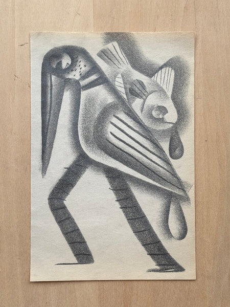 Graphite Drawing by Tim Biskup at Face Guts Los Angeles